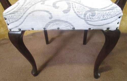 AN EXQUISITE QUEEN ANN CARVER CHAIR WITH NEW UPHOLSTERY