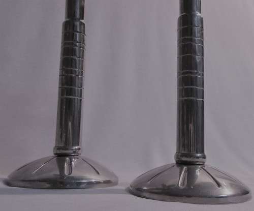 TWO LOVELY TULIP SHAPED SILVER METAL CANDEL HOLDERS FOR THAT ROMANTIC  EVENING - BID PER EACH