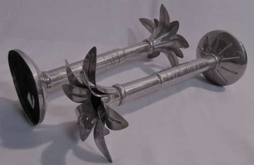TWO LOVELY TULIP SHAPED SILVER METAL CANDEL HOLDERS FOR THAT ROMANTIC  EVENING - BID PER EACH