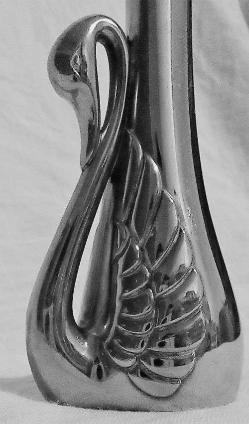 A Delightful  Silver Plated single Swan Vintage flower Vase Perfect Gift for Gardener Cottage Chic H