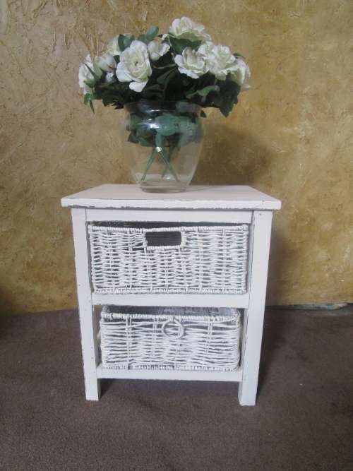 A MARVELOUS PAINTED UNIT WITH TWO WOVEN BASKETS