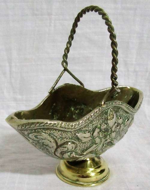 Vintage Decorative Brass Basket is also a Footed Brass Centerpiece Bowl with  Embossed detail