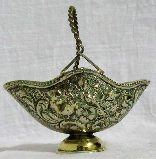 Vintage Decorative Brass Basket is also a Footed Brass Centerpiece Bowl with  Embossed detail