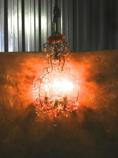 ANTIQUE FRENCH STYLE VINTAGE BRASS BASKET EMPIRE ROUND STYLE MIXURE OF CRYSTAL  & SYNTHETIC CHANDELI