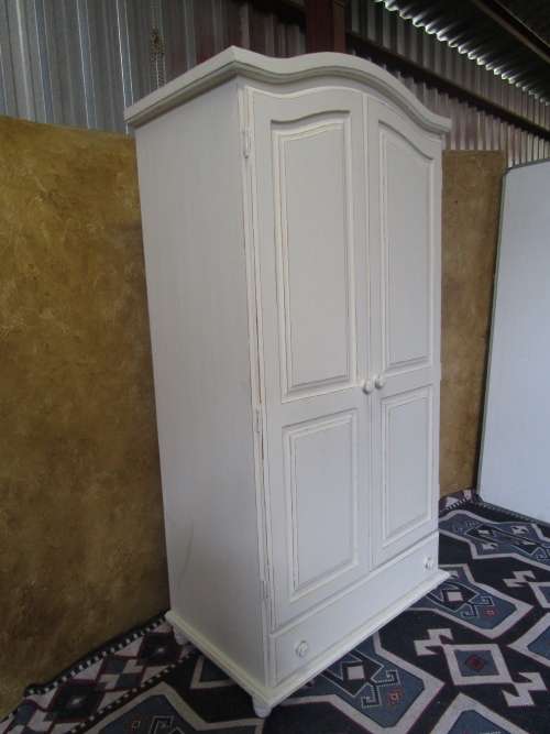 A ELGANT TALL FRENCH LOOKING SHABBY CHIC TWO DOOR CUPBOARD WILL MAKE A PERFECT LINNEN CUPBOARD