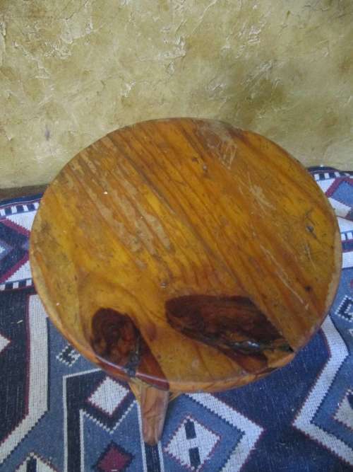 A LOVLEY SOLLID WOOD MILKING CHAIRS OR SIDE TABLE - WILL LOOK STUNNING IN A SHABBY CHIC TECNIQUE