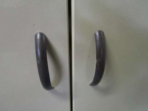 A MARVELOUS TWO DOOR CHALK PAINTED CUPBOARD  PERFECT FOR A SMALLER ROOM - OR CONVERT IT TO LINEN