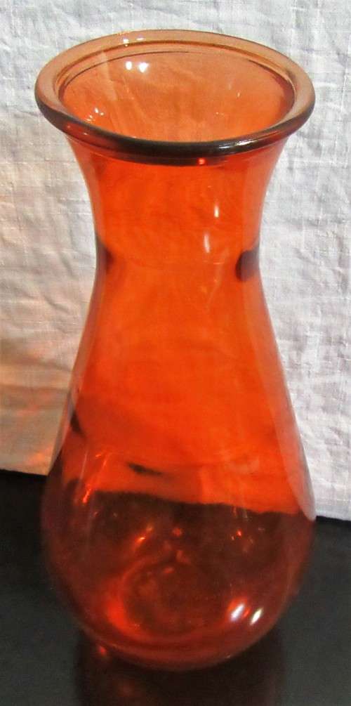 A Large Orange Bud  Cylindrical Glass Tall Flower Vase stunning Home Decor