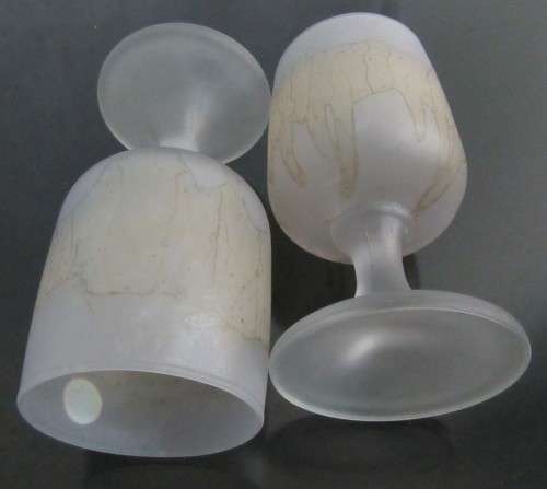 FOUR AMAZING CRYSTAL GLASSES  BY AZKAROT MADE IN  JHUDA IN ISRAEL - HAND PAINTED - BID PER EACH