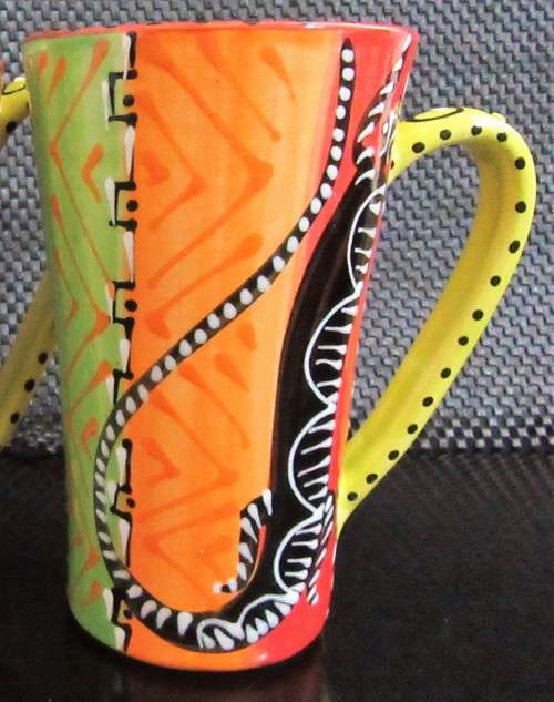 Two Tall Amazing Designed Latte Coffee Mugs - BID PER EACH