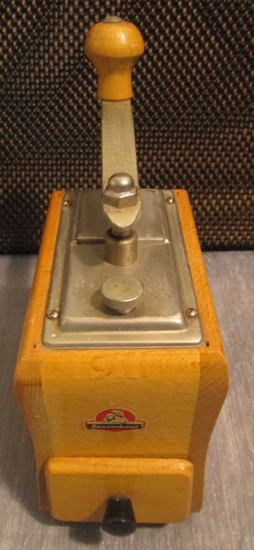 A Rare, VINTAGE ZASSENHAUS COFFEE/MOCHA GRINDER made of lacquered European Beech Hardwood from 1960