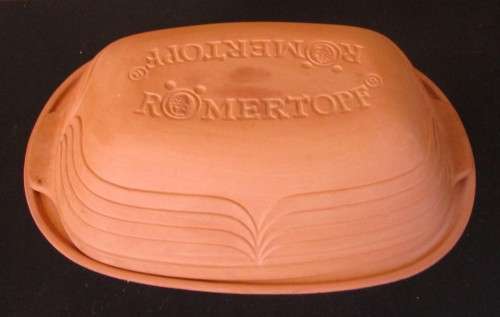 Romertopf red clay pottery baking dish with lid- ready to use, casserole, bakeware, baking dish, loa