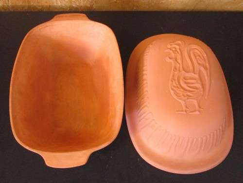 Romertopf red clay pottery baking dish with lid- ready to use, casserole, bakeware, baking dish, loa