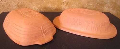 Romertopf red clay pottery baking dish with lid- ready to use, casserole, bakeware, baking dish, loa