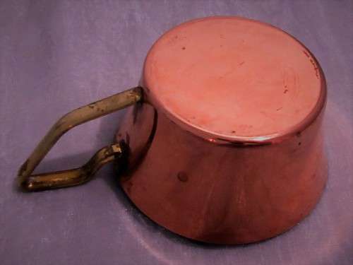 XMAS PROMOTION !!!!  attractive antique tin-lined half pint copper cups with a brass handle.