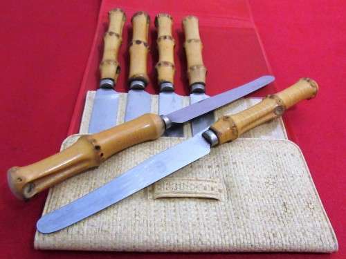 XMAS PROMOT SET OF6  ROSTFREI SOLINGEN KINFES WITH BAMBOO HANDLES - IN ORIGINAL BAG MADE IN GERMANY