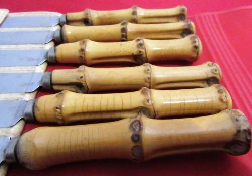 XMAS PROMOT SET OF6  ROSTFREI SOLINGEN KINFES WITH BAMBOO HANDLES - IN ORIGINAL BAG MADE IN GERMANY