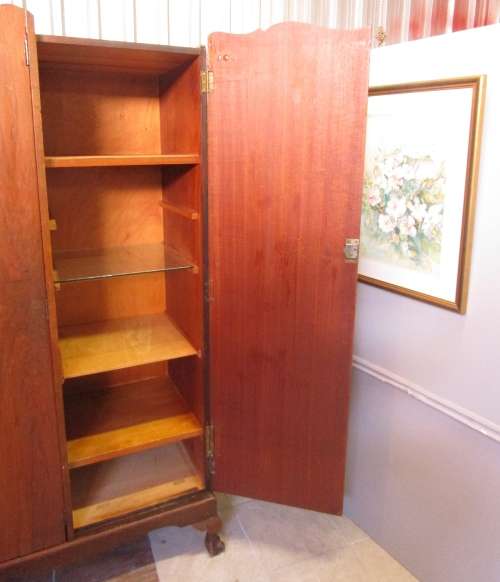 A MARVELOUS LARGE VINTAGE 3 DOOR WARDROBE LOVE THE DETAIL ON THE DOORS - SUPPLIED BY BLOOMS FURNITUR