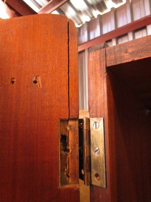 A MARVELOUS LARGE VINTAGE 3 DOOR WARDROBE LOVE THE DETAIL ON THE DOORS - SUPPLIED BY BLOOMS FURNITUR