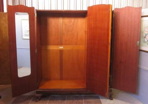 A MARVELOUS LARGE VINTAGE 3 DOOR WARDROBE LOVE THE DETAIL ON THE DOORS - SUPPLIED BY BLOOMS FURNITUR