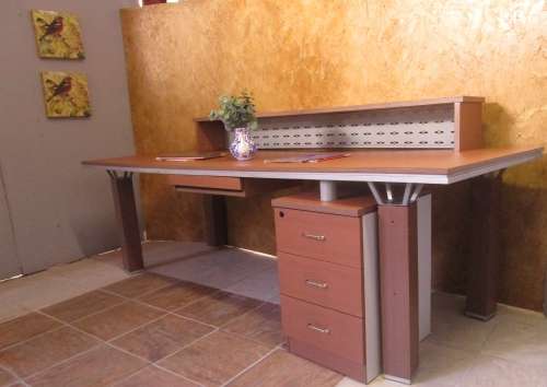 A fantastic modern "curved" reception  desk with brushed steel front in great condition