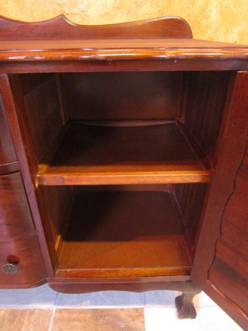 A SPECTACULAR VINTAGE SOLID IMBUIA BALL & CLAW SIDE SERVER WITH SO MUCH DETAIL AND SPACE