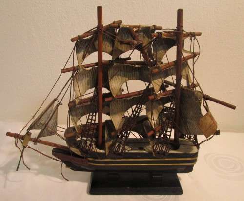 Vintage handcrafted model ship. The detail on this piece is just amazing!