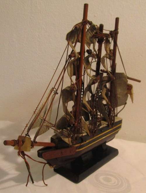 Vintage handcrafted model ship. The detail on this piece is just amazing!