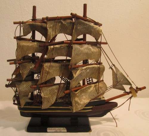 Vintage handcrafted model ship. The detail on this piece is just amazing!