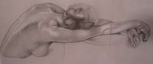 A MARVELOUS SKETCH/PRINT OF A NUDE LADY BEHIND GLASS SIGNED BY VON HOVE