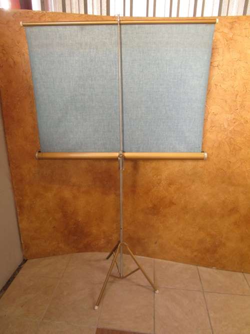 A MARVELOUS VINTAGE PROJECTOR SCREEN IN GOOD CONDITION