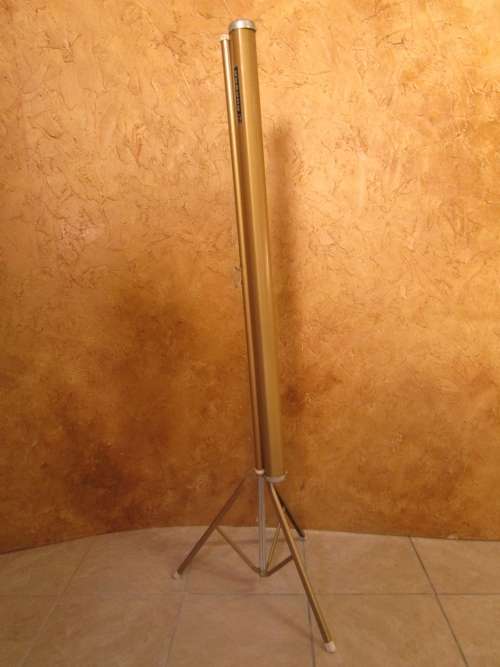 A MARVELOUS VINTAGE PROJECTOR SCREEN IN GOOD CONDITION