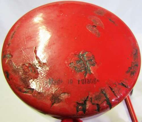 Enamelware Double Boiler Pan Red Graniteware Saucepan Pot Black Trim Rustic Mid Century Retro