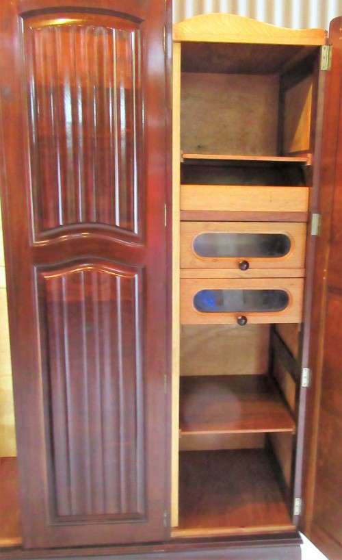 A GORGEOUS THREE DOOR VINTAGE BALL & CLAW WARDROBE WITH LOTS OF VINTAGE CHARM
