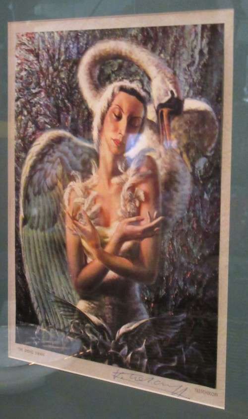 A very rare print of "THE DYING SWAN" by TRETCHIKOFF "double signature" - original signitare by him.