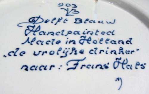 Royal Goedewaagen Blue Delfts Holland - Teller - de vrolijke drinker Frans Hals