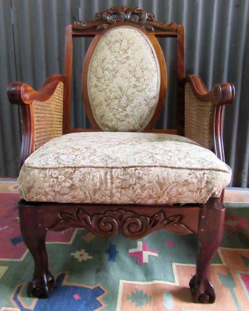 A PAIR OF EXQUISITE HAND CARVED BALL & CLAW OCCASIONAL CHAIRS