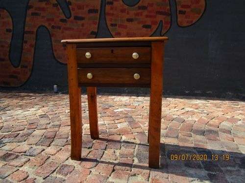 Yellow wood Side Table with two drawers
