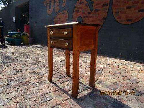 Yellow wood Side Table with two drawers