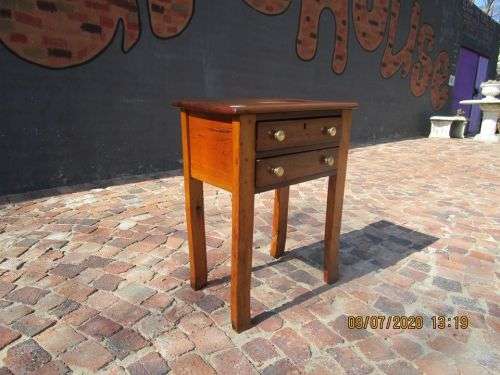 Yellow wood Side Table with two drawers