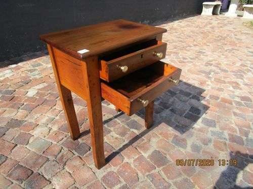 Yellow wood Side Table with two drawers