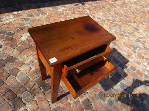 Yellow wood Side Table with two drawers