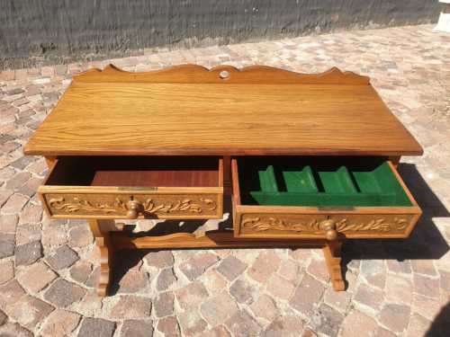 Carved Oak side sever with cutlery drawer will be perfect for a desk two.