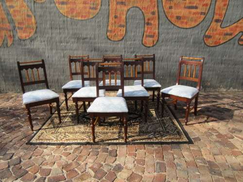 Yellowwood and Imbuia dining room suite including table, 8 x chairs