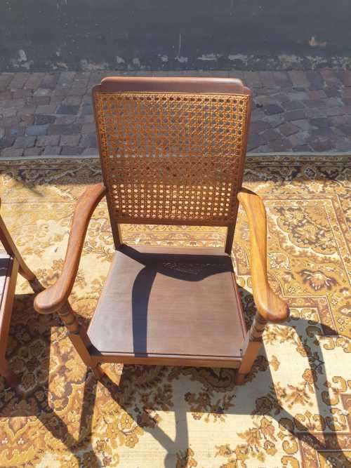 Pair of Kiddies Chairs with rattan back in sollid Imbuia
