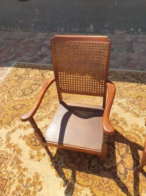 Pair of Kiddies Chairs with rattan back in sollid Imbuia