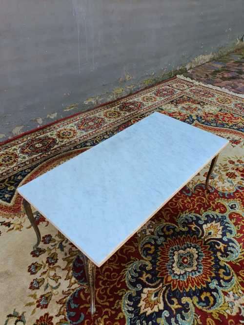 Elegant crafted Italian marble top and solid brass center coffee