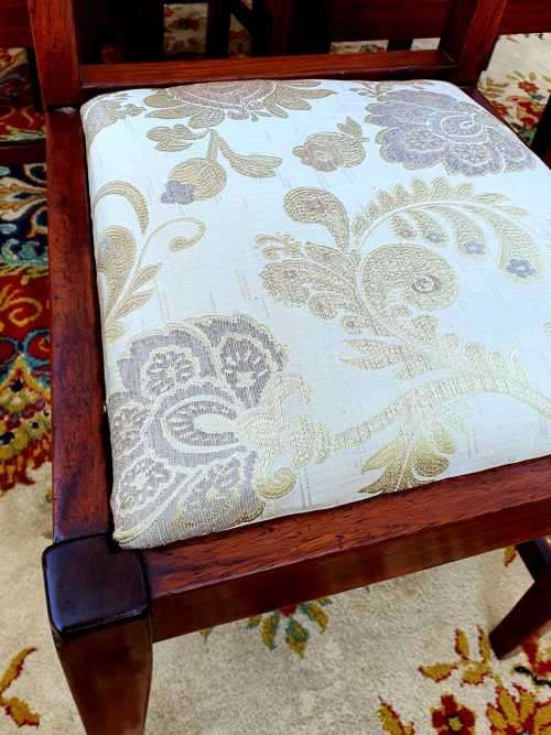 Set of six solid oak Dining Room Chairs with new Upholstery