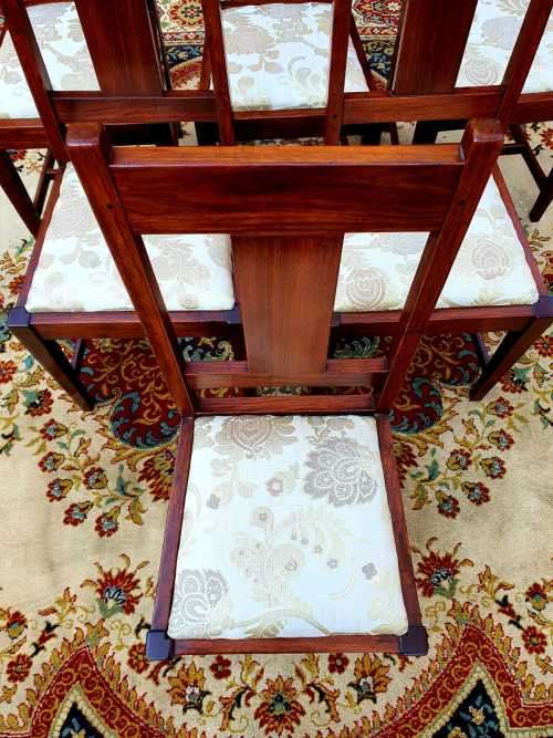 Set of six solid oak Dining Room Chairs with new Upholstery