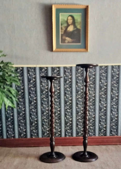 Antique Pair barley twist Plant/Lamp Stands.